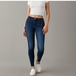 American Eagle High-Rise Skinny Jeans Dark Wash Next Level Stretch Size 4 Long